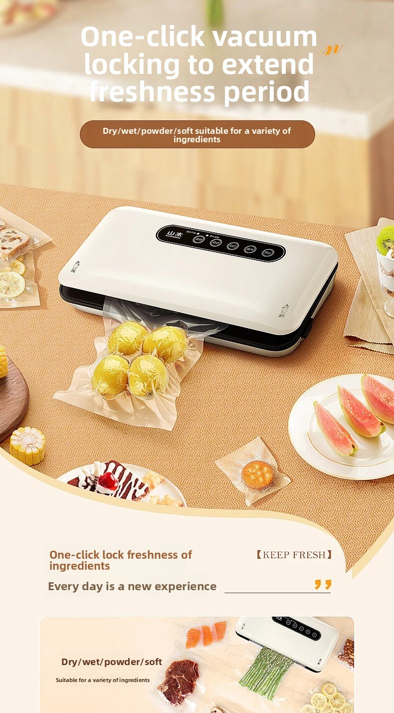 Vacuum Sealer - เครื่องซีลสูญญากาศขนาดเล็กแบบอัตโนมัติสำหรับใช้ในครัวเรือน เครื่องซีลอาหารสำหรับเก็บรักษาอาหารว่างให้สดใหม่