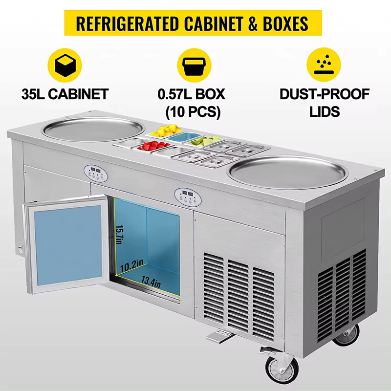 Commercial Kitchen Ice Machine - เครื่องทอดไอศกรีมแบบอัตโนมัติขนาดใหญ่ 5 ถัง พร้อมเครื่องขึ้นรูปทรงกลม ขายดี อุปกรณ์ครัวเชิงพาณิชย์