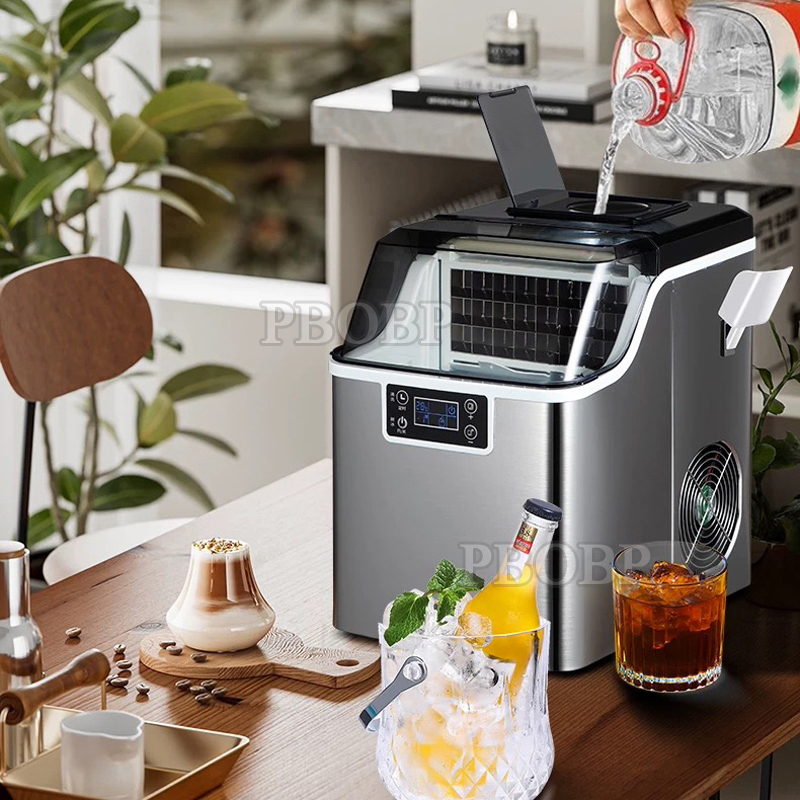 Commercial Kitchen Ice Machine - PBOBP เครื่องทำน้ำแข็ง 30KG ปั๊มระบายน้ำทำความสะอาดอัตโนมัติเครื่องแช่แข็งเครื่องใช้ในครัวเครื่องทำน้ำแข็งในครัวเรือนเชิงพาณิชย์