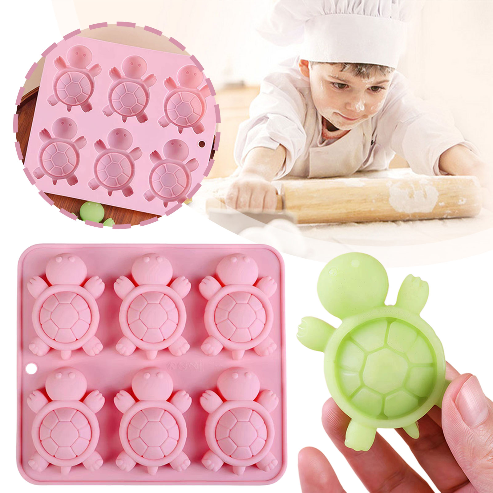 Commercial Kitchen Items - เต่าน้ำแข็งถาดน้ำแข็ง 3D เต่าทะเลแม่พิมพ์ซิลิโคนสำหรับ DIY ICE Cubes