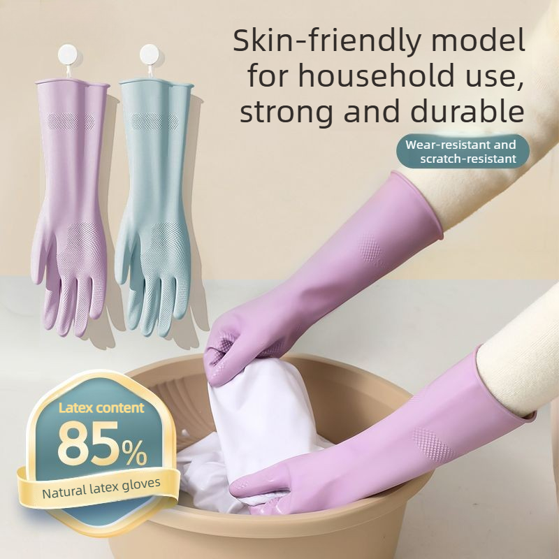 Commercial Kitchen Gloves - ถุงมือล้างจานยางลาเท็กซ์ พร้อมซับในผ้าฝ้ายและด้ามจับกันลื่น ถุงมือยางกันน้ำแบบใช้ซ้ำได้ สำหรับทำความสะอาดห้องครัวและห้องน้ำ