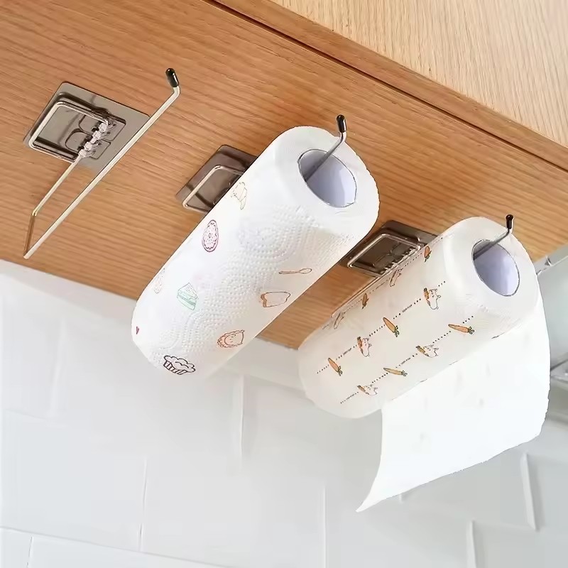 Commercial Kitchen Towels - 1PCS ห้องครัวกระดาษผ้าเช็ดตัวผู้ถือกาวห้องน้ําชั้นวางกระดาษผ้าเช็ดตัวแขวน Tissue Dispenser ม้วนผ้าเช็ดปากตู้อุปกรณ์เสริม