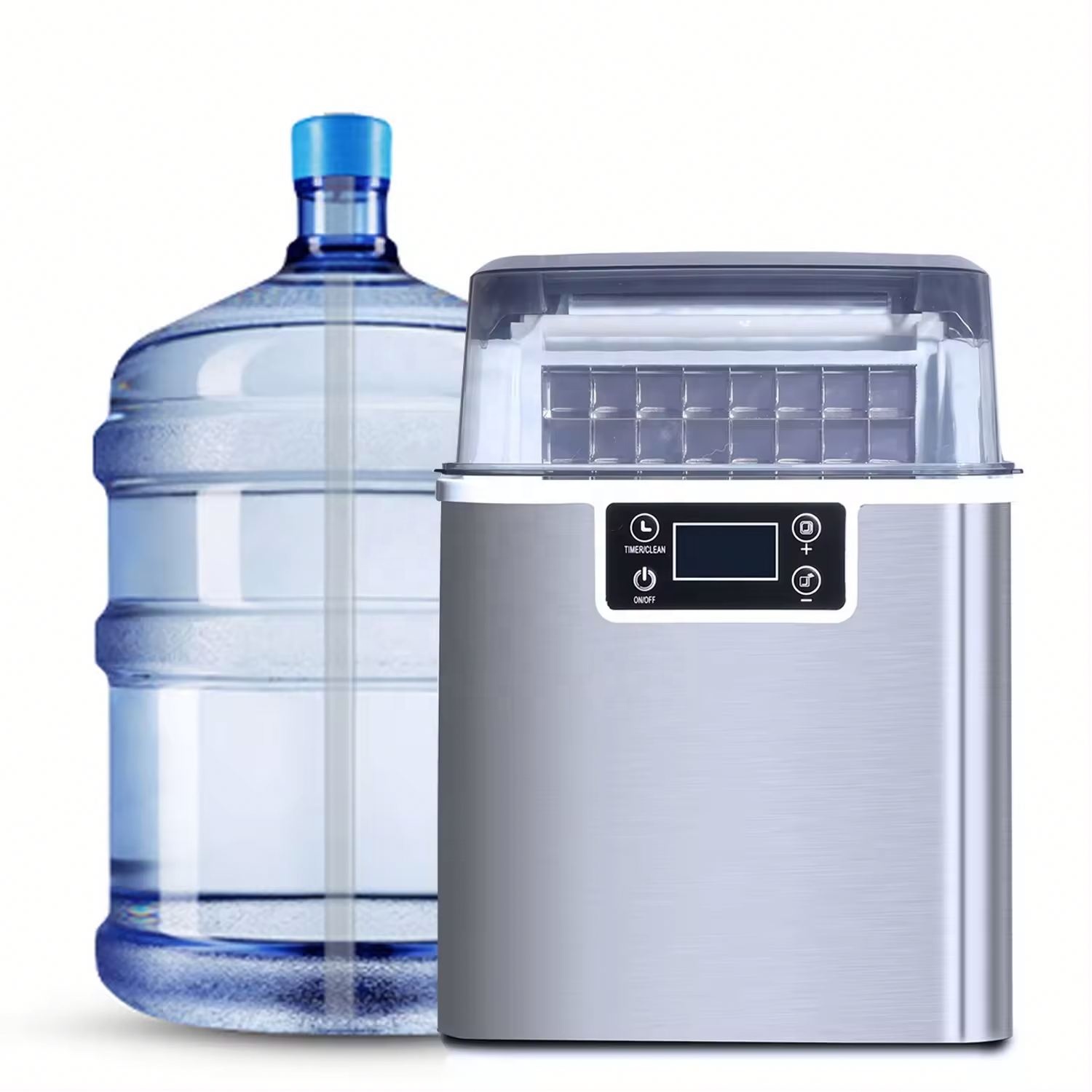 Commercial Kitchen Ice Machine - เครื่องทำน้ำแข็งแบบมืออาชีพสำหรับใช้ในเชิงพาณิชย์ พร้อมฟังก์ชั่นทำความสะอาดตัวเอง เหมาะสำหรับเคาน์เตอร์ในครัวเรือน งานปาร์ตี้ และใช้ในครัว
