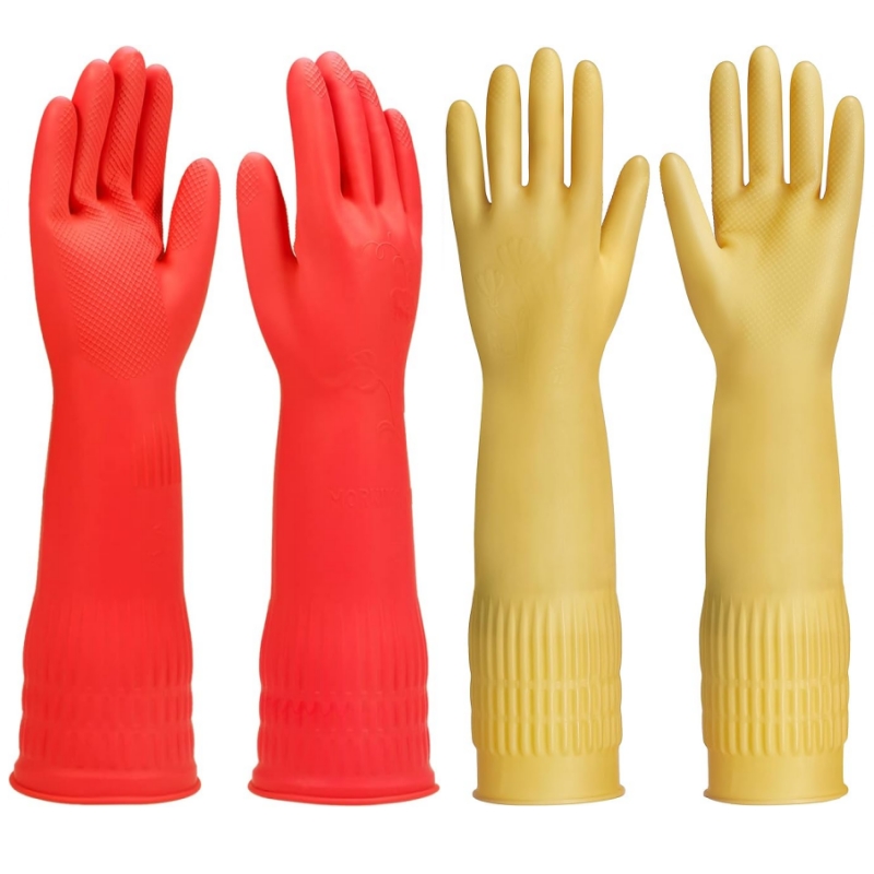 Commercial Kitchen Gloves - ถุงมือยางทำความสะอาดแบบยาวพิเศษ 45 ซม. กันลื่น ใช้ซ้ำได้ อุปกรณ์ล้างจานในครัวเรือน