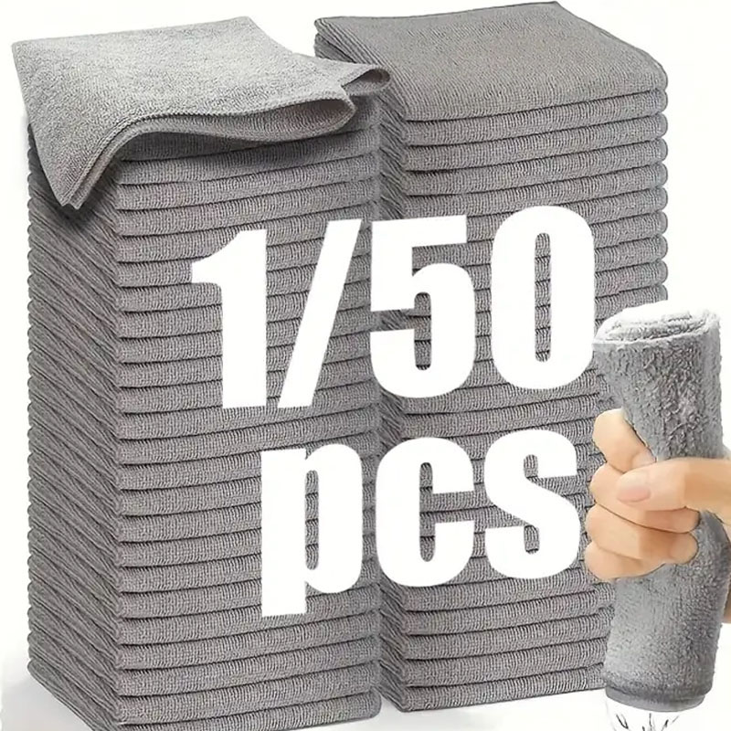 Commercial Kitchen Towels - 1/50pcs ผ้าทําความสะอาดไมโครไฟเบอร์ผ้าขนหนูดูดซับสําหรับล้างรถบ้านทําความสะอาดห้องครัวทําความสะอาด Rags เครื่องมือทําความสะอาดในครัวเรือน