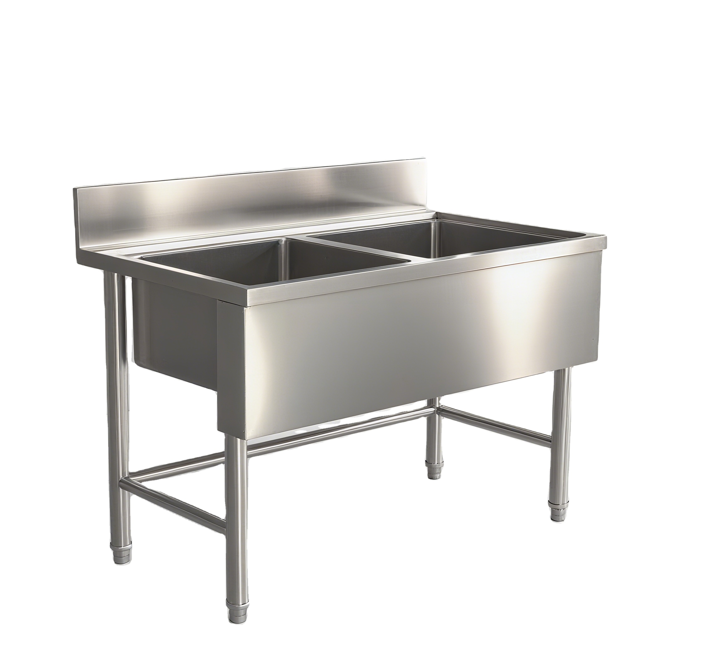 Commercial Kitchen Sink - อ่างล้างจานสแตนเลสสองชั้นขนาดใหญ่สำหรับครัวเชิงพาณิชย์ โต๊ะทำงานสำหรับล้างจานในโรงแรมและร้านอาหาร