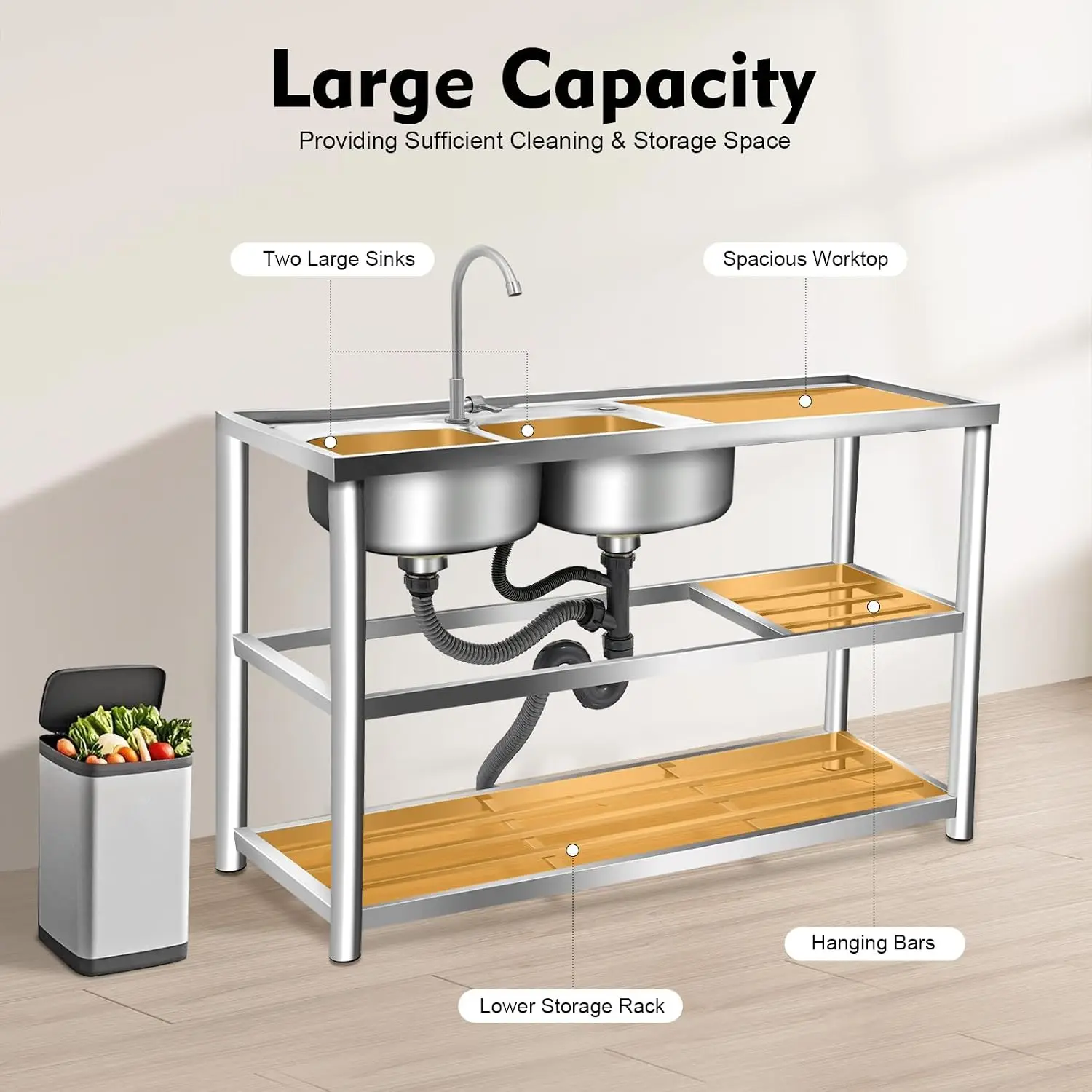 อ่างล้างจานสแตนเลสแบบตั้งพื้น  - Commercial Kitchen Sink บทวิจารณ์และราคา