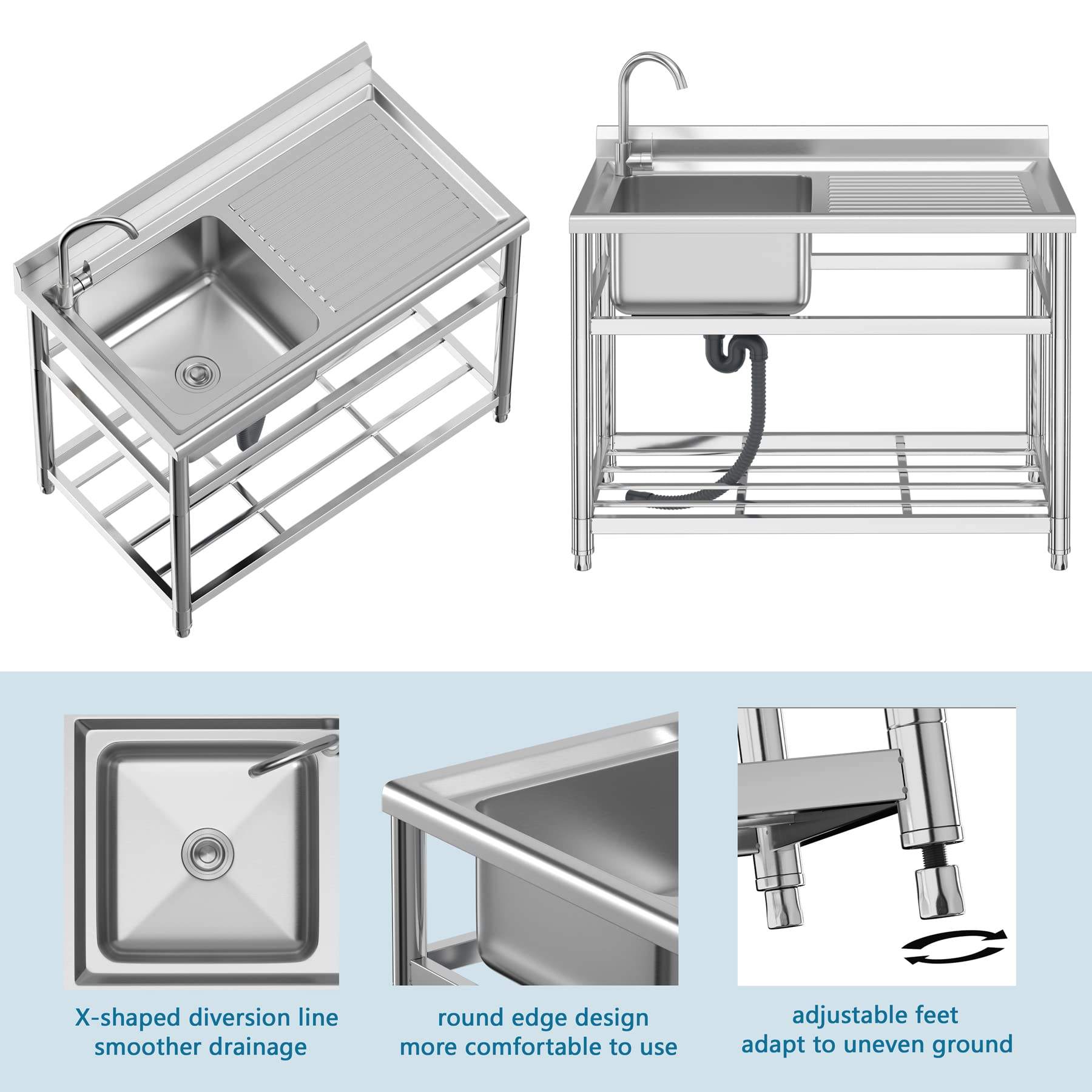 อ่างล้างจานสแตนเลสขายดีอันดับต - Commercial Kitchen Sink บทวิจารณ์และราคา