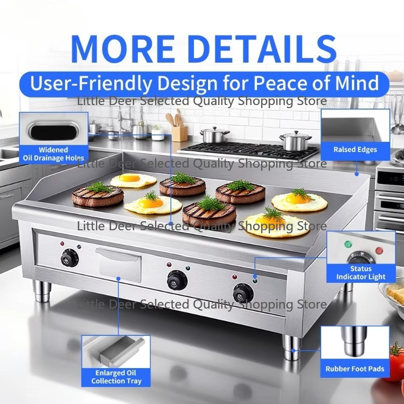 เตาปิ้งย่างแบบแบน ขนาด 16 มม.  - Electric Griddle Flat Top บทวิจารณ์และราคา