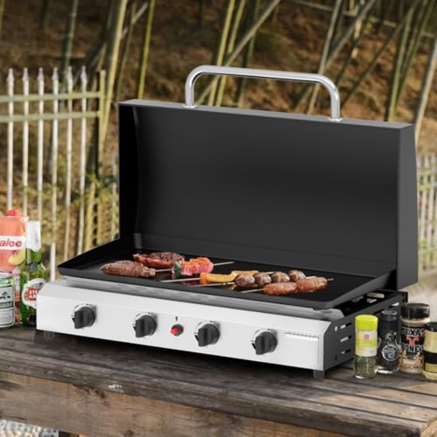 เตาแก๊สแบบแผ่น 4 หัวเตา พร้อมฝ - Electric Griddle Flat Top บทวิจารณ์และราคา