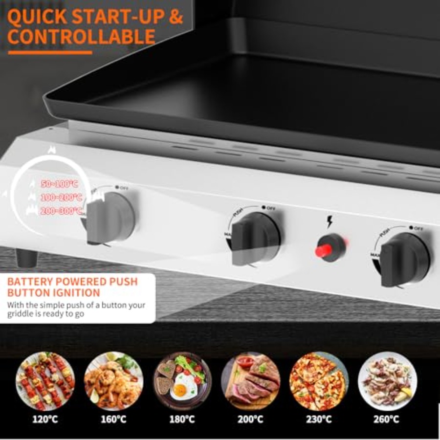 เตาแก๊สแบบแผ่น 4 หัวเตา พร้อมฝ - Electric Griddle Flat Top บทวิจารณ์และราคา