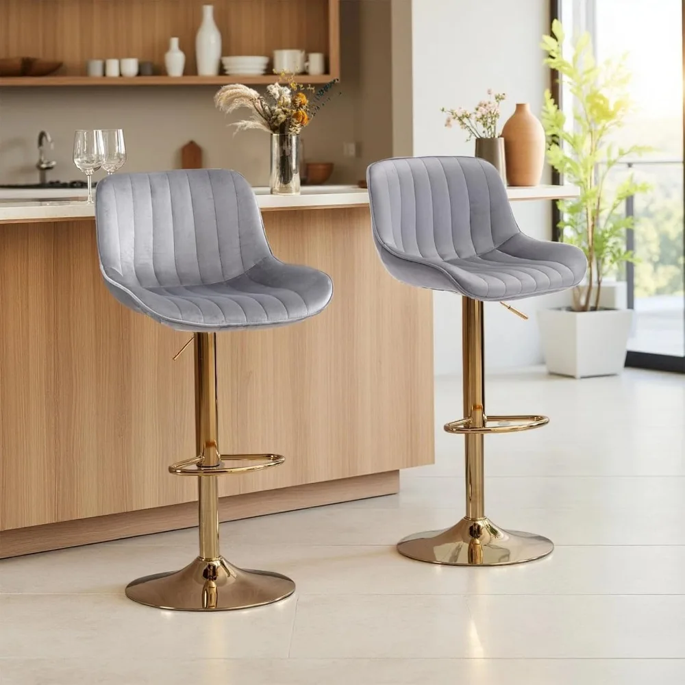 เก้าอี้บาร์กำมะหยี่สีทองทันสมั - Commercial Kitchen Counter บทวิจารณ์และราคา