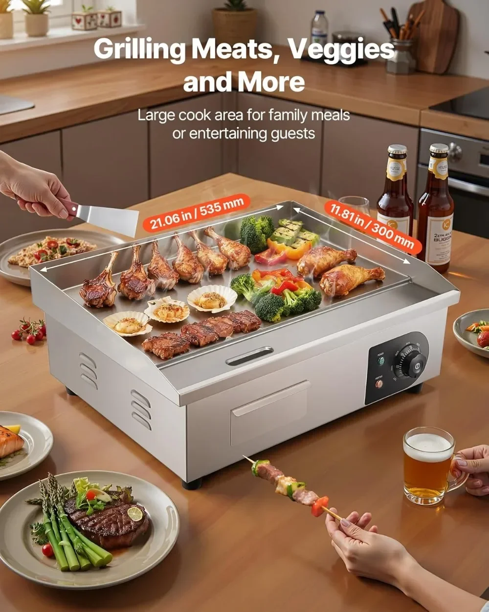 เตาไฟฟ้าแบบแผ่นเรียบขายดี 1750 - Electric Griddle Flat Top บทวิจารณ์และราคา