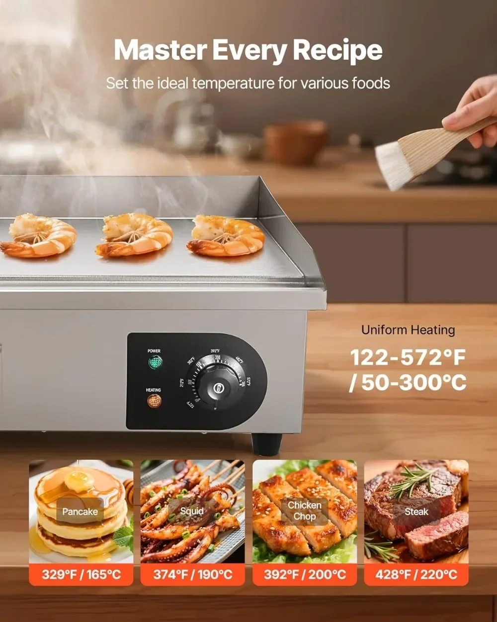 เตาไฟฟ้าแบบแผ่นเรียบขายดี 1750 - Electric Griddle Flat Top บทวิจารณ์และราคา